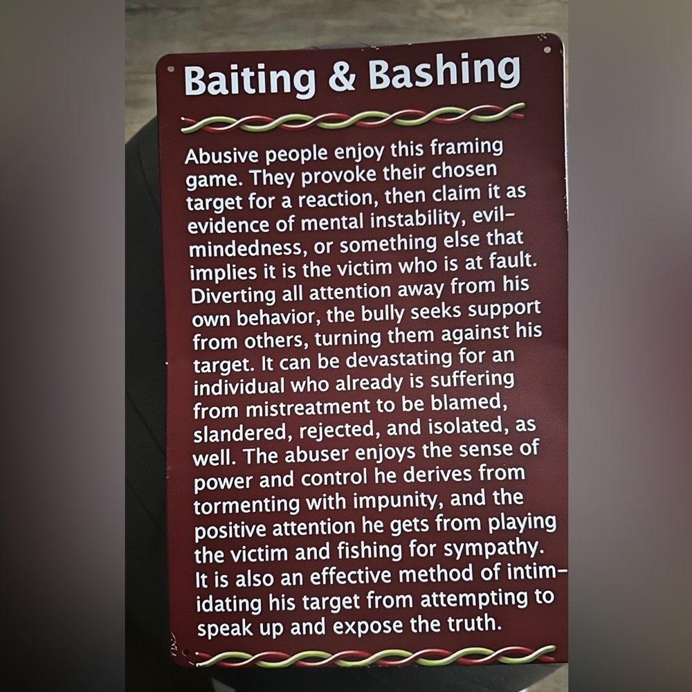Baiting & Bashing Tin Sign New